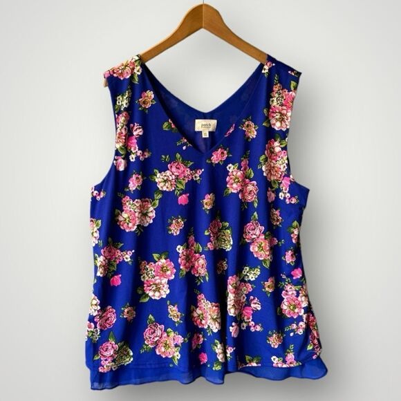 5 for $40 Perch Top Blouse Shirt Size 2X Floral Blue - Picture 1 of 7